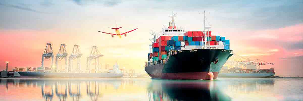 Container vessel at an international port
